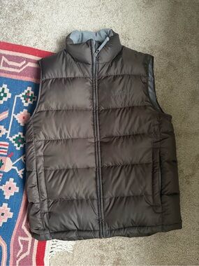 Eddie Bauer Men’s Goose Down Brown Quilted Vest, Size S